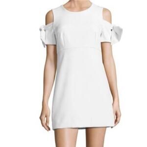 NEW Milly Womens 8 Tie Mod Dress White Cold Shoulder Wedding Bridal Elopement